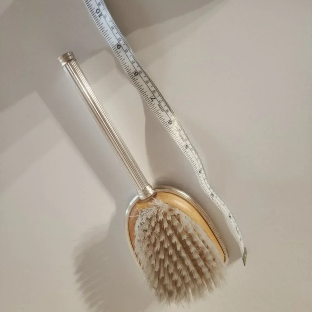 Vintage Silver Vanity Brush Ballerina Scene Elegant‎